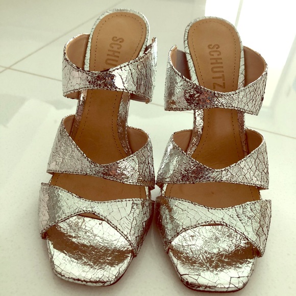 SCHUTZ Shoes - SHUTZ silver metallic wedges